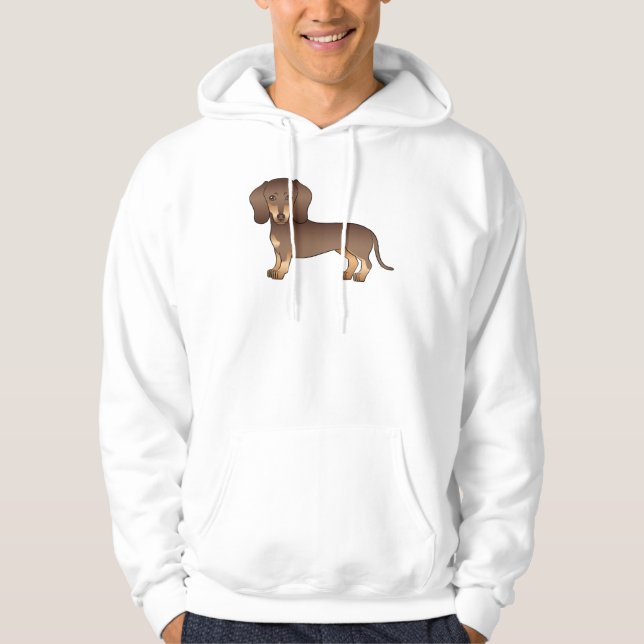 Veste À Capuche Dessin Brown Et Tan Smooth Coat Dachshund Chien (Devant)