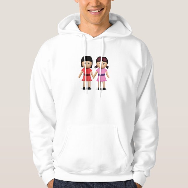 Veste À Capuche Deux femmes tenant des mains Emoji (Devant)