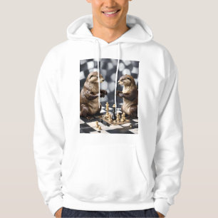 Veste À Capuche Deux Otters Jouant Aux Échecs,