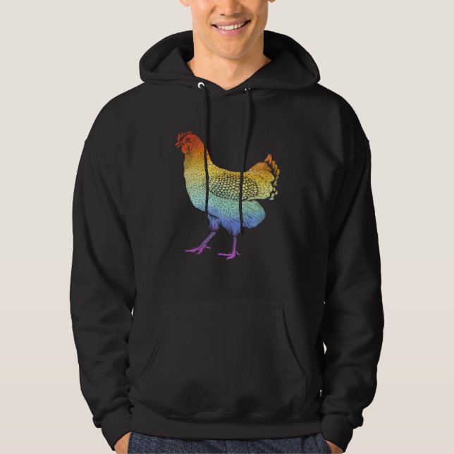 Veste À Capuche Dia De Los Muertos Rainbow Rooster Skull Cockerel (Devant)
