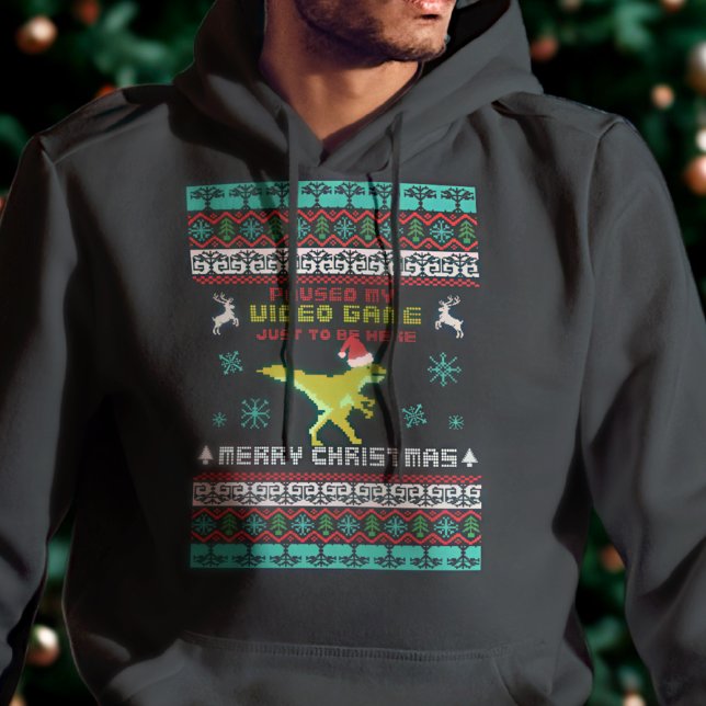 Veste À Capuche Dinosaur Mème Joueur Drôle Vilain Chandail de Noël (Créateur téléchargé)