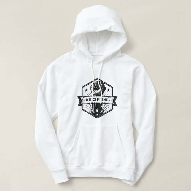 Veste À Capuche Discipline Hoodie – Minimal Motivational Typograph (Design devant)