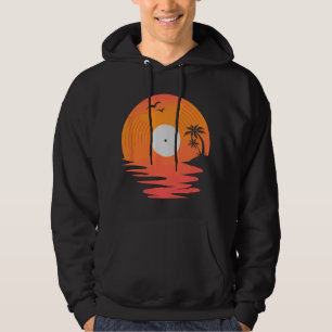 Veste À Capuche Disque Vinyle Rétro Disque Mer Plage Platines Pour