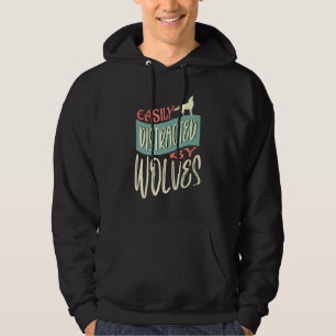 Veste À Capuche Distrait Par Wolves Nature Wildlife Forest