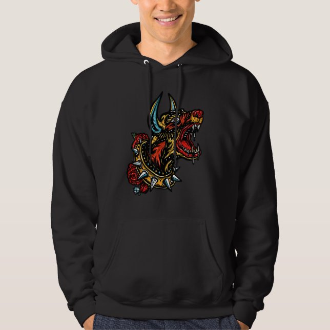 Veste À Capuche Doberman  designer retro streetwear high end fashi (Devant)