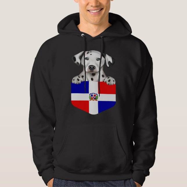 Veste À Capuche Dominican Republic Flag Dalmatian Dog In Pocket (Devant)