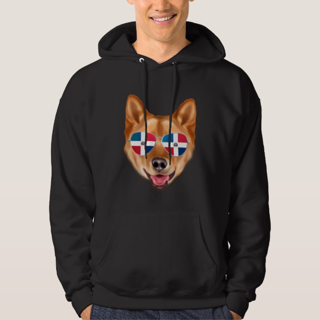 Veste À Capuche Dominican Republic Flag Finnish Spitz Dog Pocket (Devant)