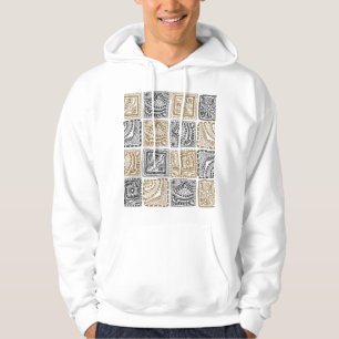 Veste À Capuche Doodle géométrique, motif abstrait vintage.