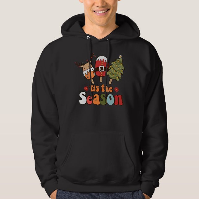 Veste À Capuche Doodles de Noël C'est la saison Retro Holiday Co (Devant)