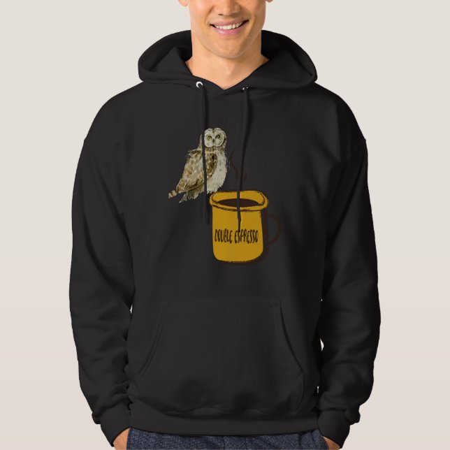 Veste À Capuche Double Espresso Café Cute Funny Owl Observation d' (Devant)