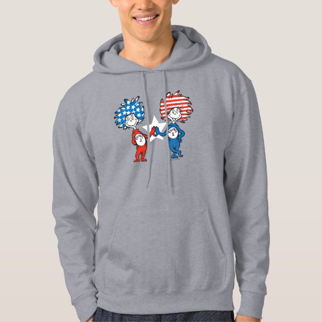Veste À Capuche Dr Seuss | Une chose Deux graphiques patriotiques (Devant)