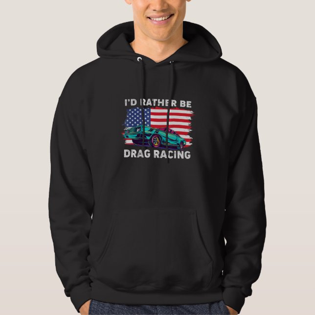 Veste À Capuche Drag Racer Patriotic American Flag Drag Racing (Devant)