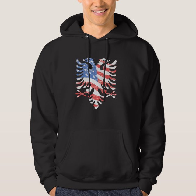 Veste À Capuche Drapeau albanais unique Albanie America Prid (Devant)
