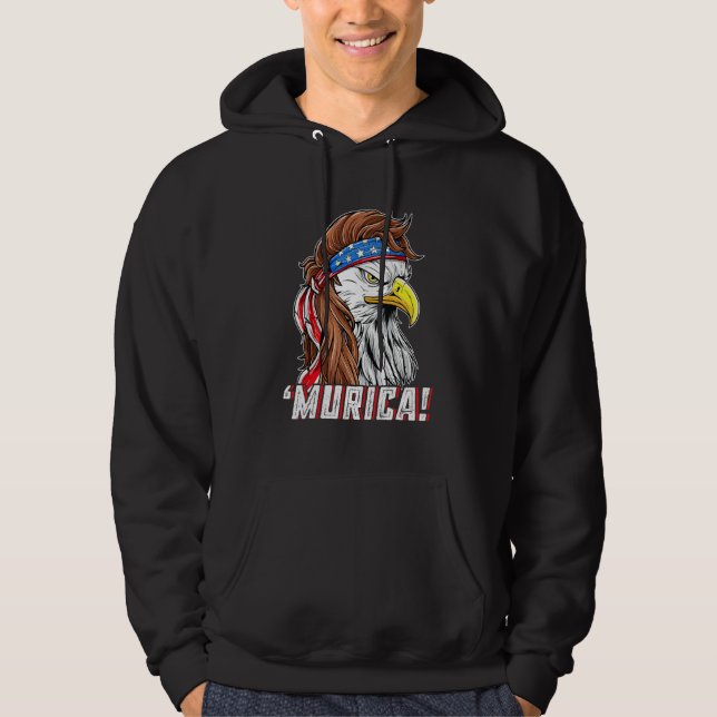 Veste À Capuche Drapeau américain 4 juillet Eagle Mullet Murica Us (Devant)