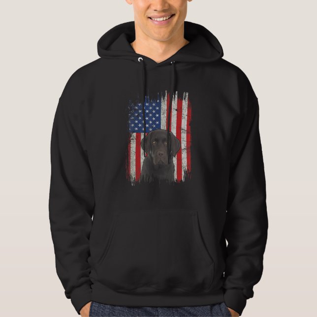 Veste À Capuche Drapeau américain 4 juillet Labrador Choco patriot (Devant)
