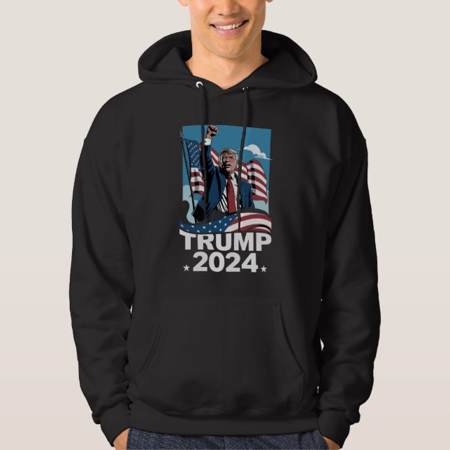 Veste À Capuche Drapeau américain Donald Trump 2024 (Devant)
