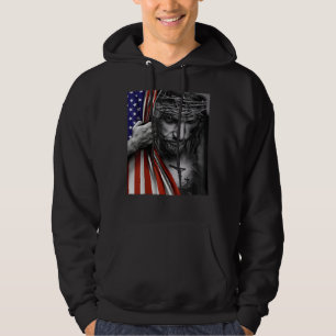 Veste À Capuche Drapeau américain et Jésus Joyeux Jour de l'Indépe