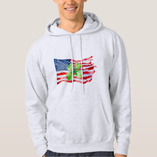 Veste À Capuche Drapeau américain irlandais fier Trèfle à quatre f