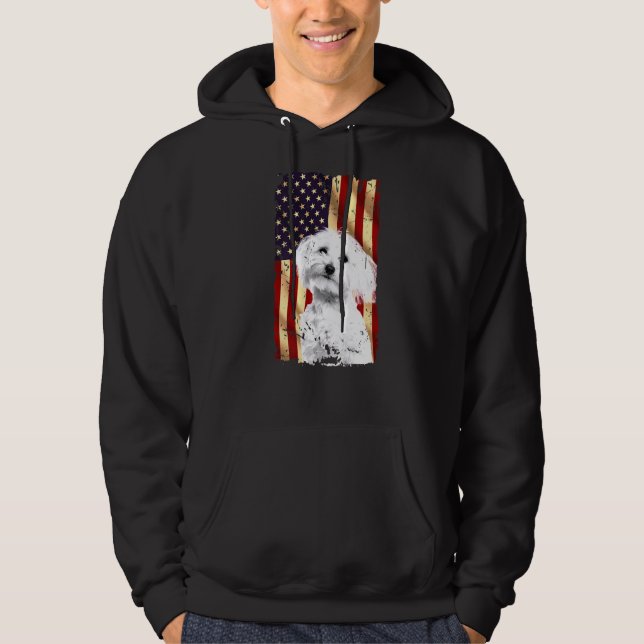 Veste À Capuche Drapeau américain maltais patriotique Juillet 4 Ch (Devant)