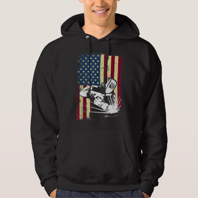 Veste À Capuche Drapeau américain Patriotique Usa Welder Cadeau (Devant)