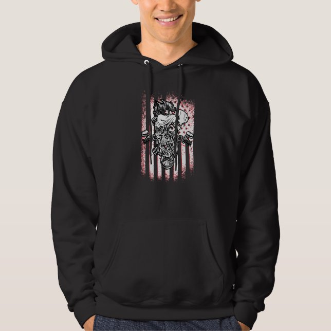 Veste À Capuche Drapeau Américain Perturbé Moto Patriotique (Devant)
