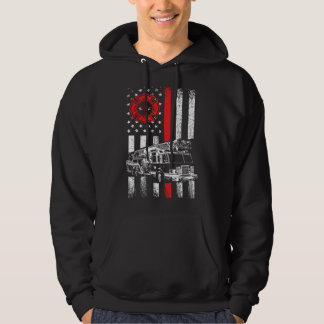 Veste À Capuche Drapeau américain pompier Mince ligne rouge carte