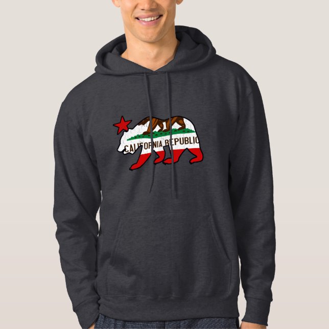 Veste À Capuche Drapeau d'ours de la Californie (cru affligé) (Devant)