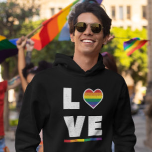 Veste À Capuche Drapeau Gay pride LGBTQ Distressed Grunge Love