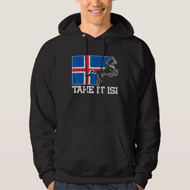 Veste À Capuche Drapeau Islandais Pour Les Chevaux Isi Islande (Devant)