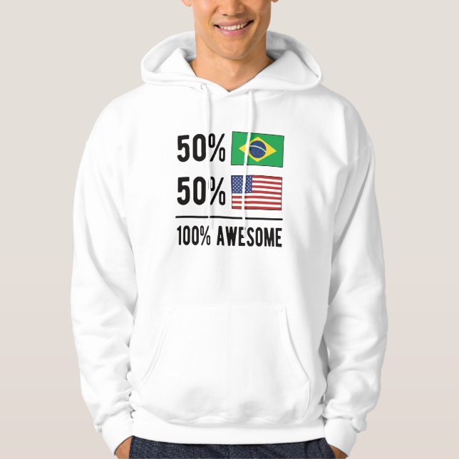 Veste À Capuche Drapeau mi-brésilien mi-américain Brésil USA (Devant)