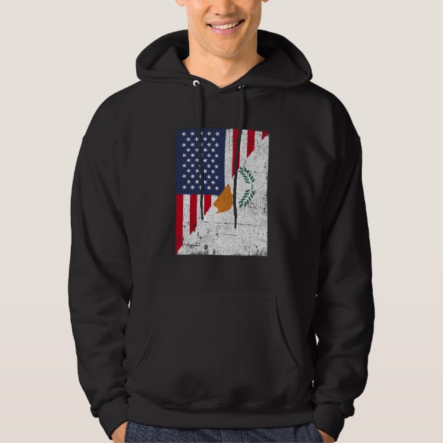 Veste À Capuche Drapeau USA moitié Drapeau Chypre Américain Chypri (Devant)