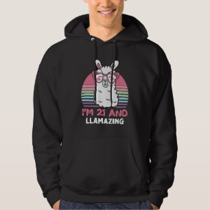 Veste À Capuche Drôle Adorable Llama 21e Anniversaire Cadeau Pour 