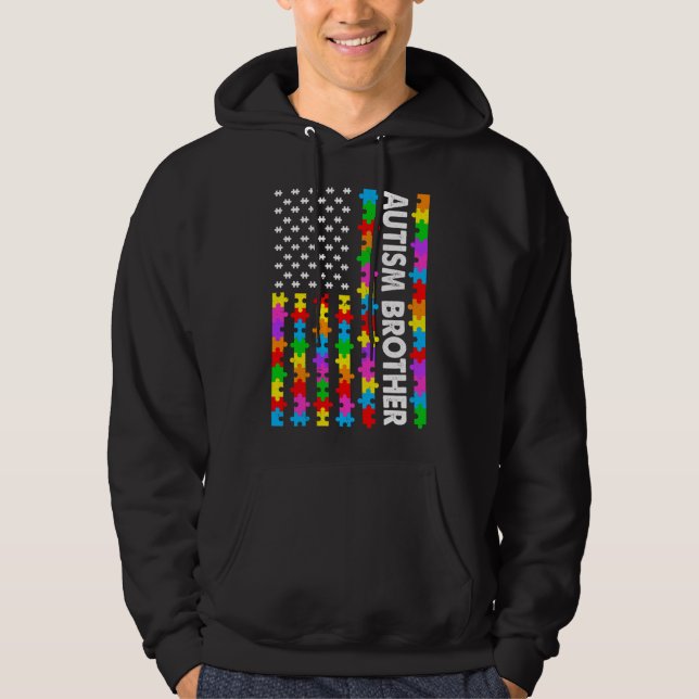 Veste À Capuche Drôle Américain Autisme Frère Autisme Lauréats (Devant)