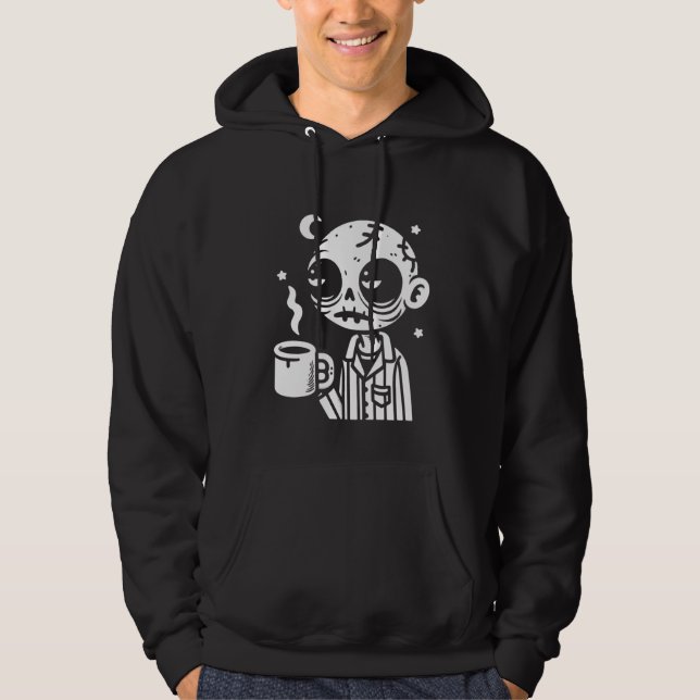 Veste À Capuche Drôle café Zombie Boire (Devant)