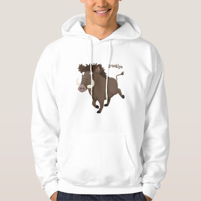 Veste À Capuche Drôle dessin humoristique de rasoir de sanglier (Devant)