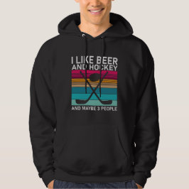 Veste À Capuche Drôle J'Aime La bière et le hockey et peut-être 3 