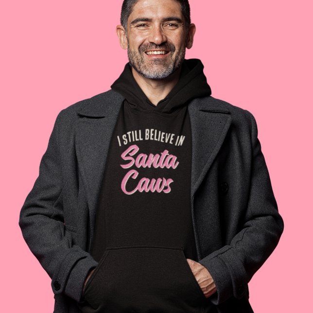 Veste À Capuche Drôle je crois en Père Noël Caws Noël (Stay warm and stylish with this funny winter "I believe in Santa Caws" black Christmas hoodie!)