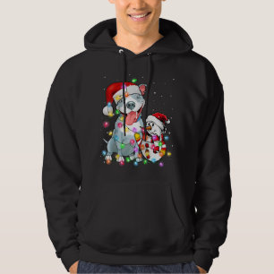 Veste À Capuche Drôle Pitbull Chien Noël Snowman lumières de Noël 