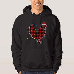 Veste À Capuche Drôle Poulet de Noël Arbre Rouge Plaid Xmas Animal