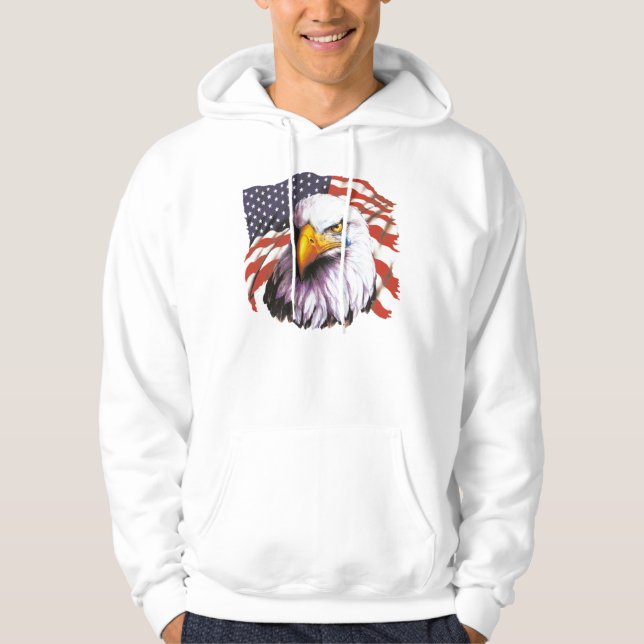 Veste À Capuche Eagle chauve avec une larme - drapeau des (Devant)
