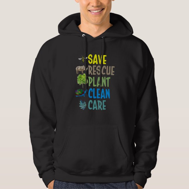 Veste À Capuche Earth Day Save rescue Plant Clean Care Turtle Anim (Devant)