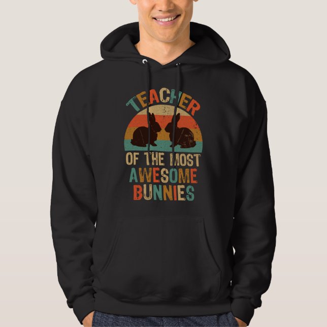 Veste À Capuche Easter Party Teacher Awesome Bunnies Retro Style W (Devant)