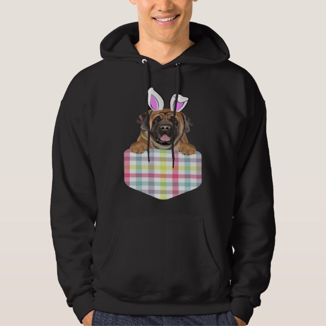 Veste À Capuche Easter Plaid Mastiff Bunny Dog In Pocket (Devant)
