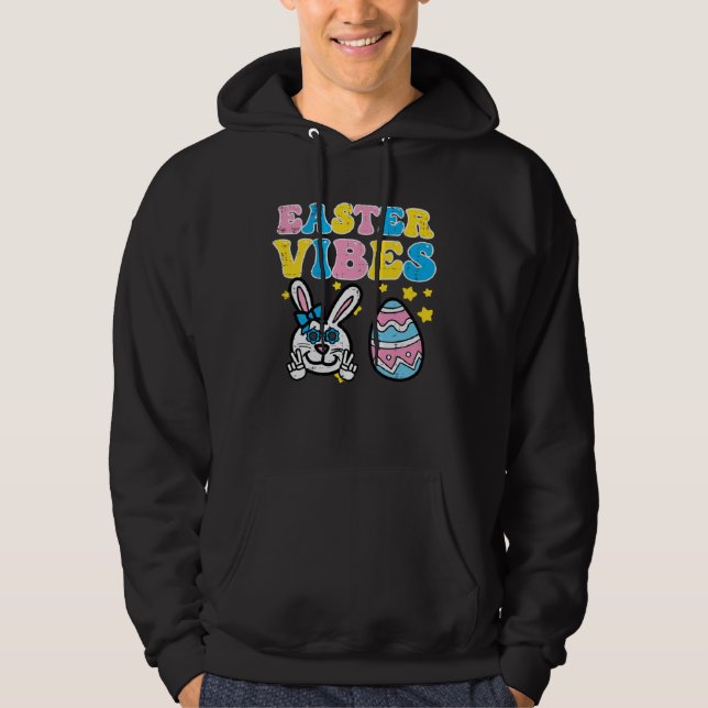 Veste À Capuche Easter Vibes Bunny Peace Retro Groovy Hippie Women (Devant)