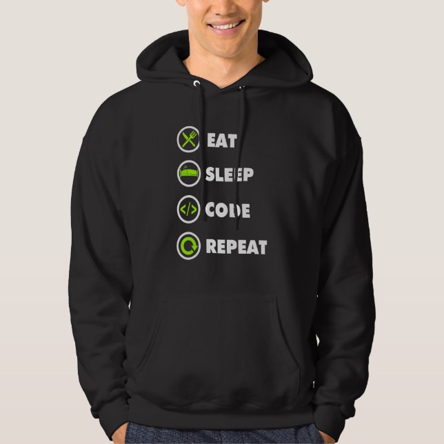 Veste À Capuche Eat Sleep Code Repeat Coding Coder Programmer (Devant)