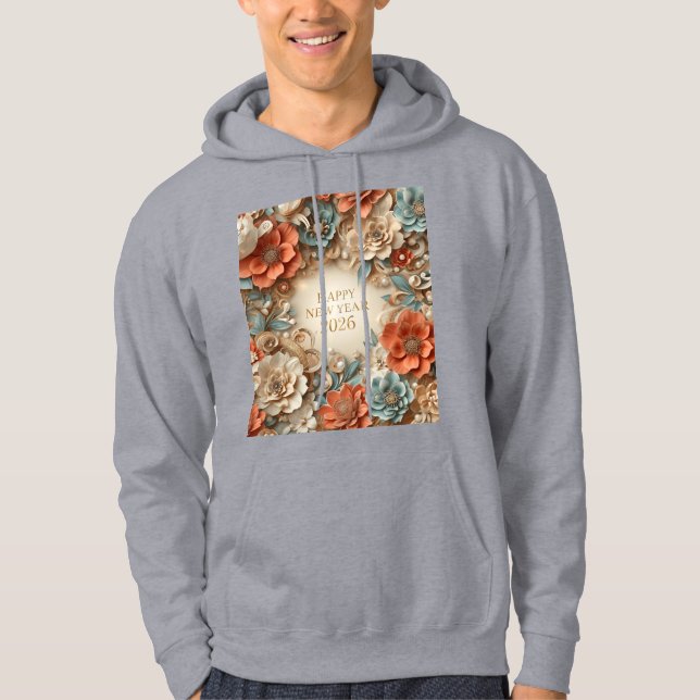 Veste À Capuche elegant happy new year floral hoodie (Devant)