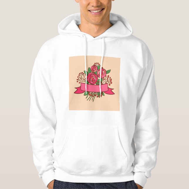 Veste À Capuche Elegant Pink Rose Floral Bouquet (Devant)
