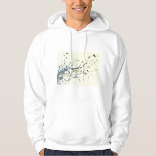 Veste À Capuche Élégantes volutes florales bleues et or avec papil