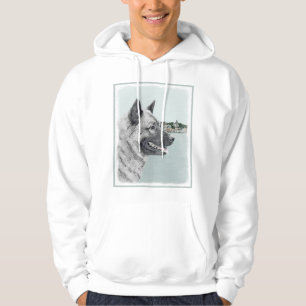 Veste À Capuche Elkhound norvégien à la peinture de village - Chie