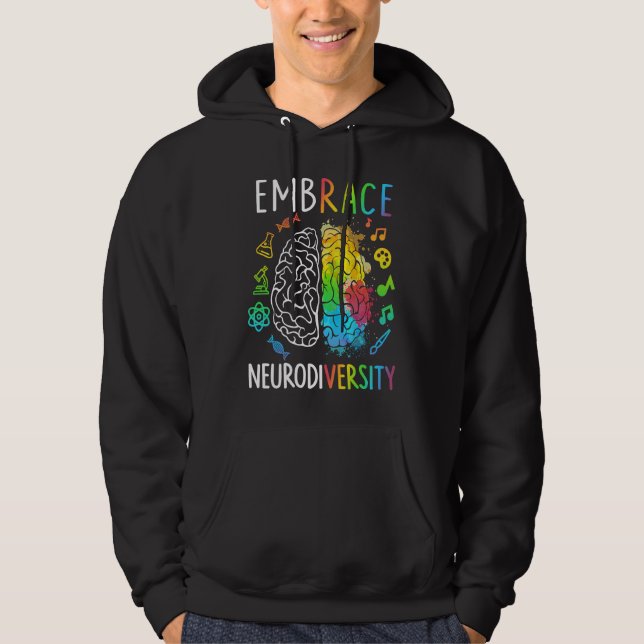 Veste À Capuche Embrace Neurodiversity Brain Autism Awareness Puzz (Devant)